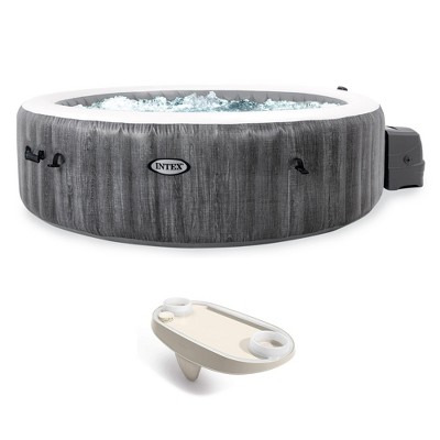 Intex 28441EP PureSpa Plus Inflatable Greywash Hot Tub Bubble Jet Spa + Intex 28520E Side Mounted Electronics Tray Accessory with LED Light Strip