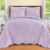 Collections Etc Demi Oversized Textured Medallion Design Scalloped Edge Bedspread - 2 of 3