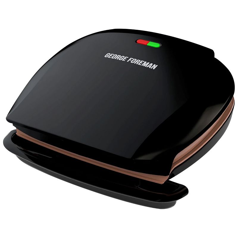 George Foreman 5-Serving Copper Color Classic Plate Electric Panini Press Sandwich Maker in Black, 1 of 7