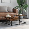 vidaXL Smoked Oak Coffee Table – 34.4"x34.4"x15.7" Square Engineered Wood and Metal Frame Table for Living Room - 2 of 4