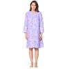 Casual Nights Women's Floral Snap Front Flannel Duster Long Sleeve Lounger Dress - 2 of 4