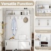 HDZNVF Hall Tree with Top Shelf and Storage Bench, Coat Rack with 5 Hanging Hooks for Entryways Hallways, White - 4 of 4