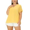 Agnes Orinda Women's Plus Size Pin Dots Notched V-Neck Dressy Trendy Fashion Casual Summer Blouses - 3 of 4