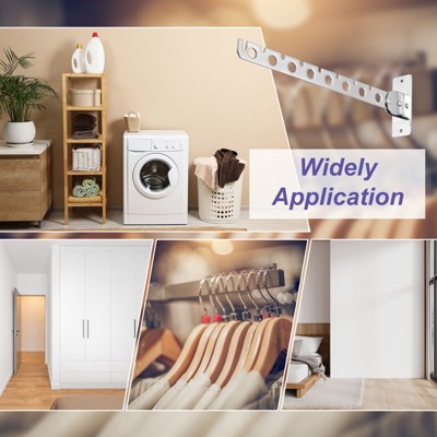 Unique Bargains Stainless Steel Sturdy Wall Mount Foldable Clothes ...