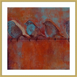 Amanti Art Row of Sparrows I by Norman Wyatt Jr. Wood Framed Wall Art Print - 1 of 4