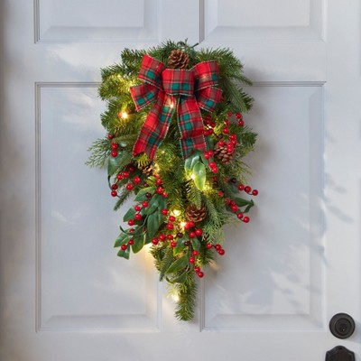 BrylaneHome 24" Pre-Lit Celeste Vertical Swag