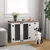 PawHut Furniture Dog Crate, 44" Dog Kennel Furniture End Table with Double Door, Storage & Drawer, Dog Crate Furniture for Medium Dogs, White - 2 of 4