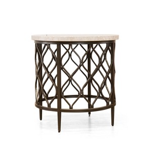 Roland End Table Faux Marble and Metal - Steve Silver Co.: Transitional Style, Round Side Table with Veneer Finish - 1 of 3