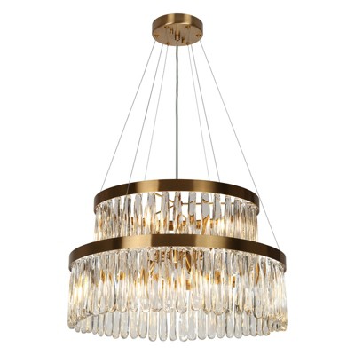 LNC Miswinamp 6-Lights 22.5"  Luxury and Glam  2-Tier Crystal Drum Chandelier,Polished Gold