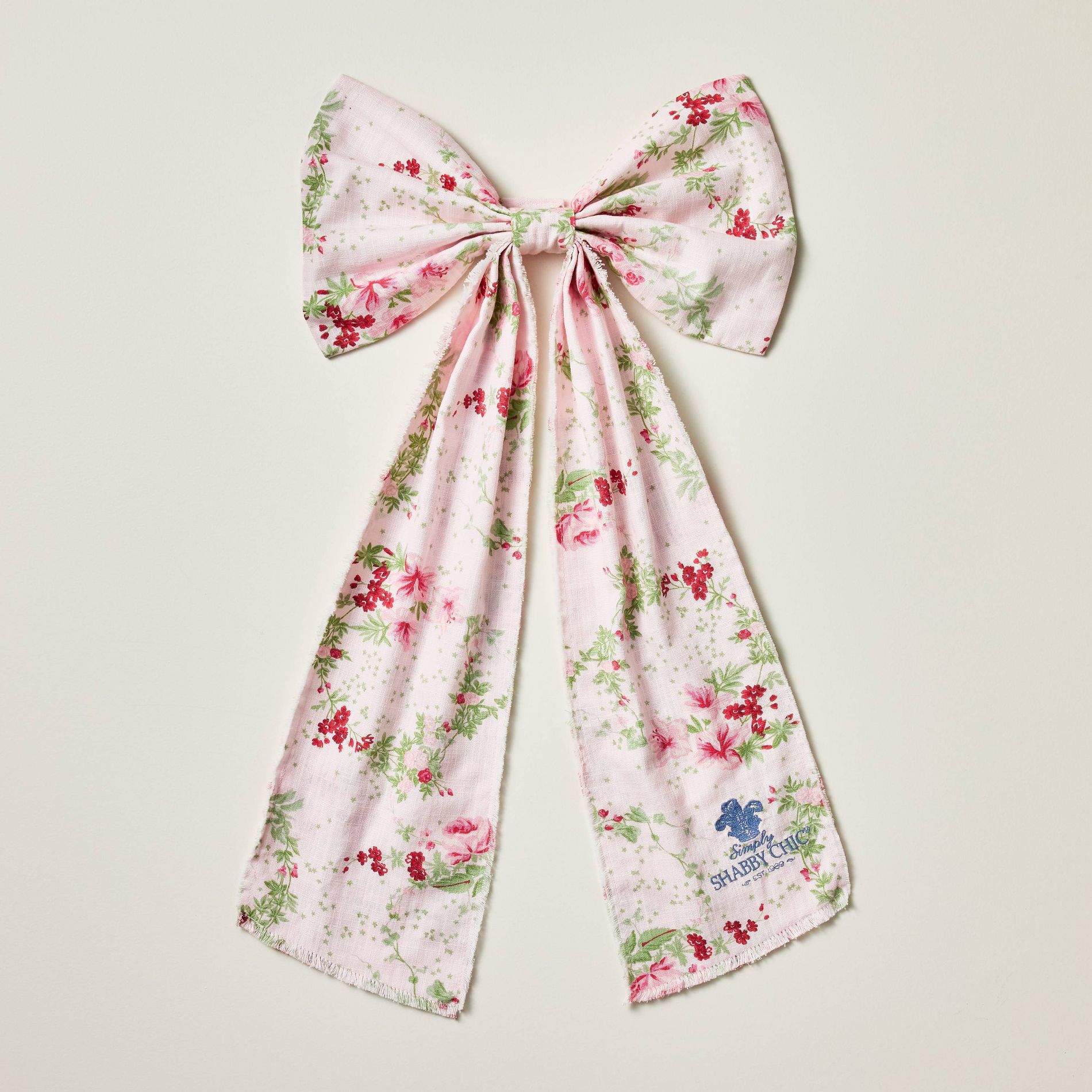 19" Printed Bow Christmas Tree Topper Pink - Simply Shabby Chic