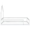 Durable Twin Size Wooden Bed with House-Shaped Headboard and Enclosing Fences, Designed as a Floor Bed - 2 of 4