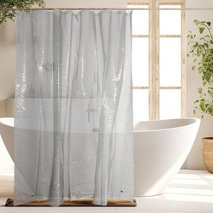 Unique Bargains Waterproof Shower Curtain Liner 78.74"L x 70.87"W Gray 1 Set - 1 of 4