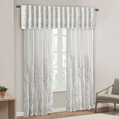 White Faux Silk Embroidered Rod Pocket Valance