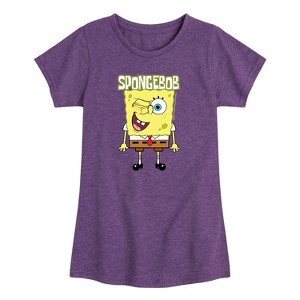 Girls' - SpongeBob SquarePants - SpongeBob Wink Face Fitted Short Sleeve Graphic T-Shirt - 1 of 4