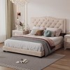 Bed Frame Upholstered Platform Bed with Tufted Headboard Rivet Trim, Modern Frame Bed, No Box Spring Needed, 10 Slats Supports, Easy Assembly - 2 of 4