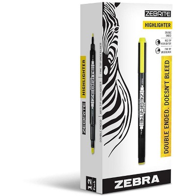 Zebra Eco Zebrite Double-Ended Highlighter Chisel/Fine Point Fluor Yellow Dozen 75050