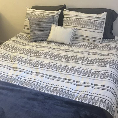 user image by cookds, 5pc Woven Diamond Stripe Comforter Set Cream/Black - Threshold™