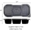 50-Pack 16oz 3-Compartment Disposable Plastic Bento Snack Boxes, Black - 2 of 4