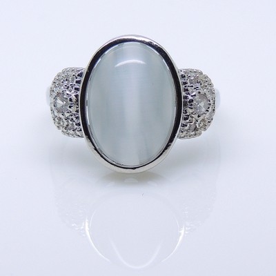 Cory Statement Ring Women Oval Fire Opal White Gold Plated Ginger Lyne Collection - image 2