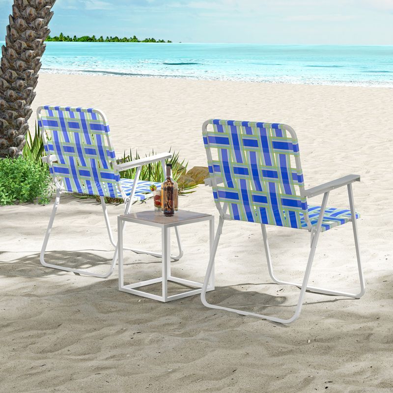 Costway 2/4/6 PCS Folding Beach Chair Camping Lawn Webbing Chair Lightweight 1 Position Blue, 2 of 10