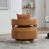 29" Faux Leather Swivel Barrel Chair with Weathered Wood Base, Modern Open Back Accent Armchair for Living Room Bedroom-3irtyhousy - 3 of 4