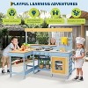 Outdoor Wooden Play Kitchen with Picnic Table and Bench Sink & Faucet Chalkboard Storage Shelves£¦Pretend Stove Mud Kitchen Children Outdoor Playset - 2 of 4