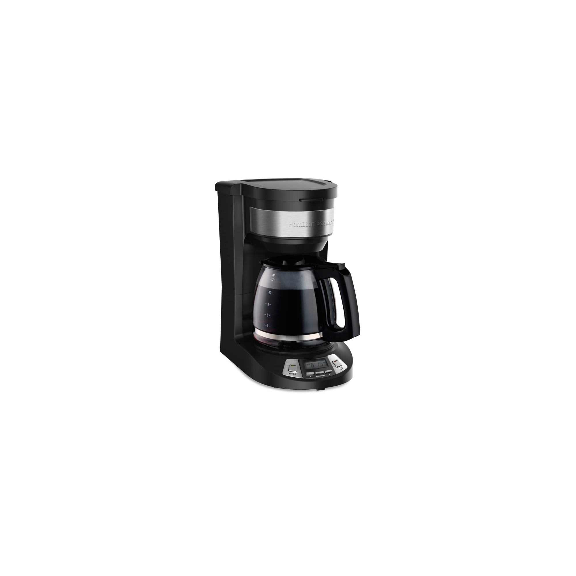 Hamilton Beach 12 Cup Programmable Coffee Maker Black 46290: Drip Coffee Machine, Nonstick Hot Plate, Brew Pause