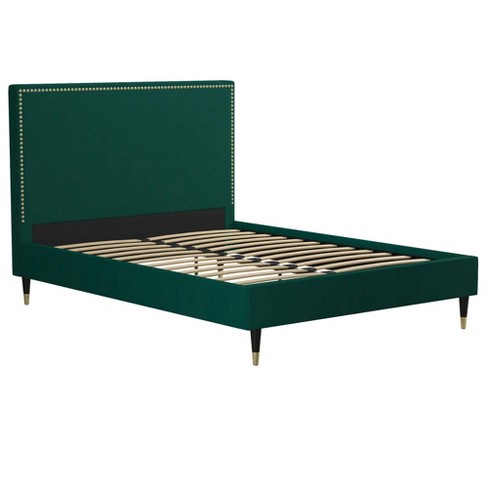 Queen Audrey Velvet Upholstered Bed Emerald Green - Cosmoliving By  Cosmopolitan : Target