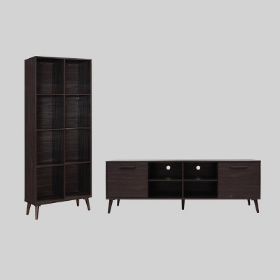 2pc Doneva Mid-Century Entertainment Center Set Walnut - Christopher Knight Home