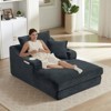 Pexfix 47" Oversized Chaise Lounge Chair Fluffy Corduroy Boneless Sleeper Sofa Couch with Cupholders and 3 Throw Pillows for Living Room Dark Gray - 2 of 4