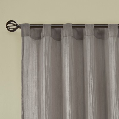 Gray Sheer Polyester Ground Length Window Drapes