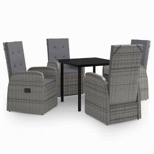 vidaXL Patio Dining Set Outdoor Dining Set Table and Chair Set for Garden - Gray 5 Piece with Cushions 31.5" Table Length - 1 of 4