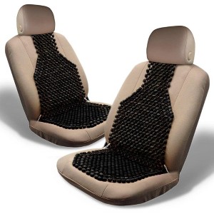 Zone Tech Wood Beaded Seat Cushion - Black Premium Quality Car Massaging Double Strung Wood Beaded Seat Cushion for Stress Free All Day! - 1 of 4