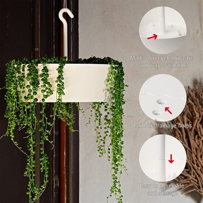 White 10-Inch Single Tier Hanging Planter for Indoor/Outdoor Use