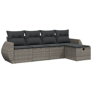 vidaXL Garden Sofa Set Grey Poly Rattan and Steel Large Modular - 1 of 4