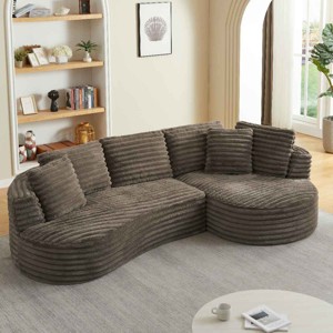 Modern Curved L-Shape Sectional Sofa, 4-Seater Oversized Sleeper Couch with Tufted Design, Sofa with Corduroy Cover-Cuddlewood - 1 of 4