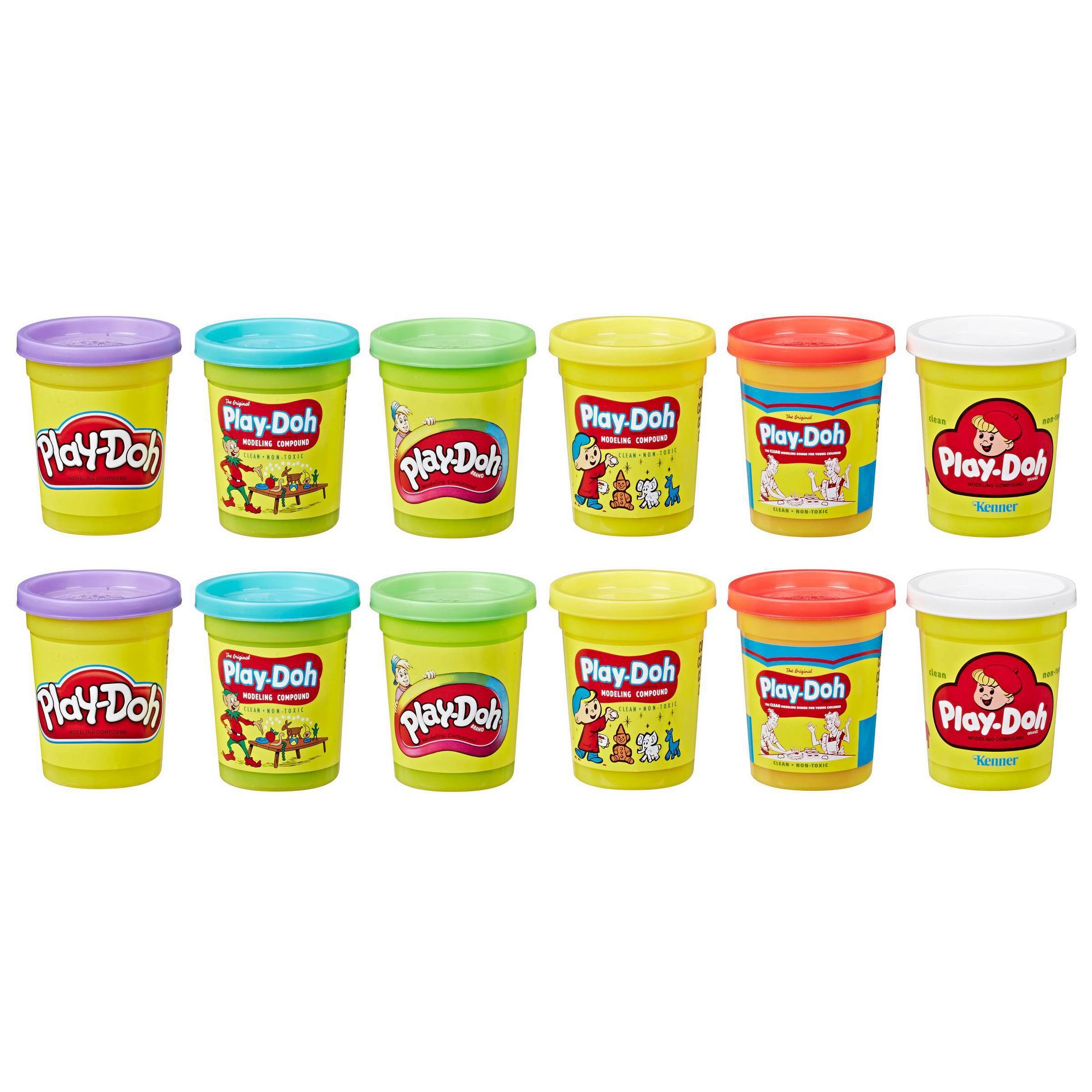 Play-Doh Retro Classic Can Collection Multipack - 12pc, Back to School Supplies