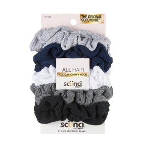 scünci No Damage Thermal Scrunchies - Gray/Blue/White/Charcoal/Black - All Hair - 10pk - 1 of 4