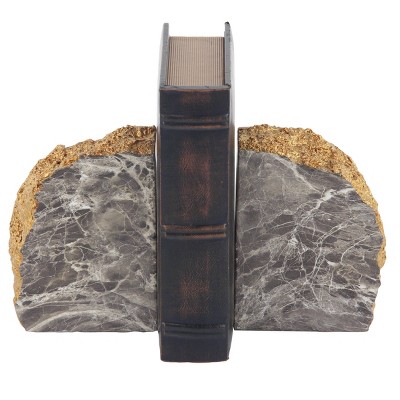 Photo 1 of 2pc Decorative Faux Thunder Egg Stone Bookends Gray/White - CosmoLiving by Cosmopolitan--BOX DAMAGE