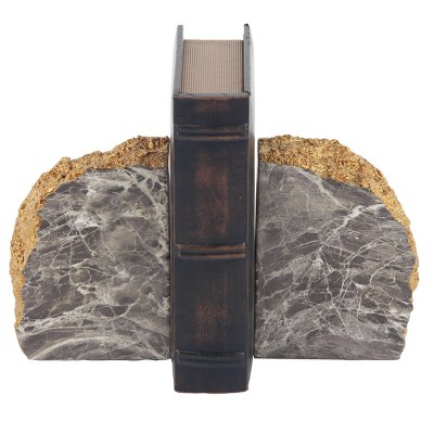 2pc Decorative Faux Thunder Egg Stone Bookends Gray/White - CosmoLiving by Cosmopolitan