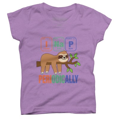 Girl's Design By Humans Funny Science Sloth i Nap Periodic Sloths Lovers By yargic T-Shirt