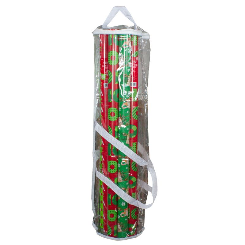 Northlight 30" Transparent Christmas Gift Wrap Organizer Bag with Handles, 3 of 4
