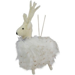 Northlight Plush Reindeer Christmas Ornament - 8" - White and Beige - 1 of 4