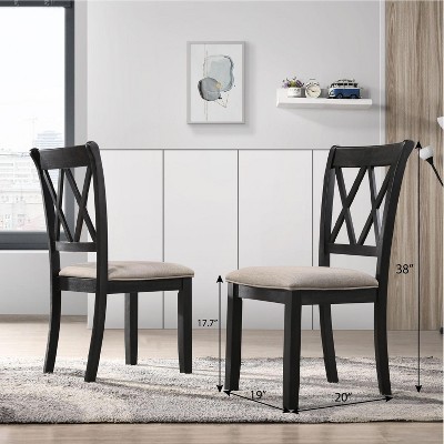 NicBex Vintage Upholstered  Dining Chairs Set of 2 with Cross Back & Comfy Cushions,Rustic Wood Accent Chairs for Dining Room,Living Room
