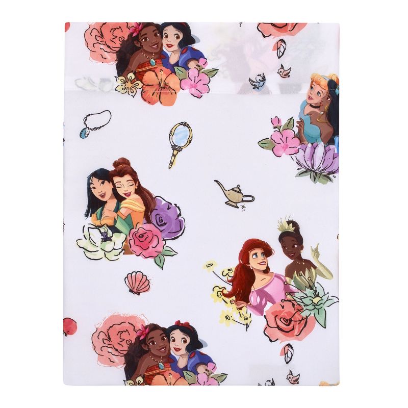 Disney Princesses Courage and Kindness Pink, Blue, and White 4 Piece Toddler Bed Set, 4 of 7