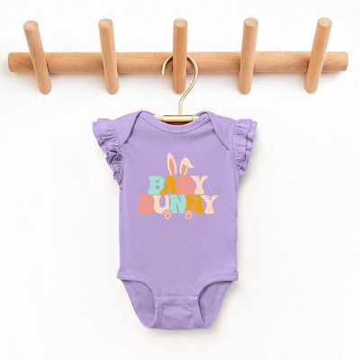 The Juniper Shop Baby Bunny Ears Baby Flutter Sleeve Bodysuit