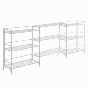 Breighton Home 32.5" Xtra Storage 3 Tier Wide Folding Metal Shelves with Set of 3 Deluxe Extension Shelves in White - 1 of 4