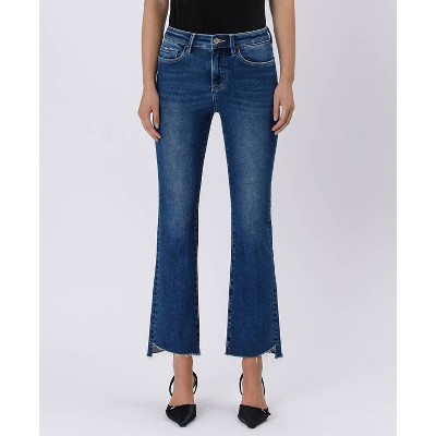 Women's High Rise Crop Raw Hem Bootcut Jeans - LOVERVET