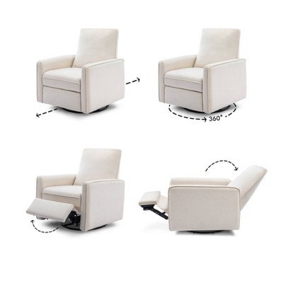 Cream Eco-Weave Swivel Recliner with Wood Base