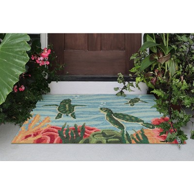 Hand-Tufted Blue Synthetic Coastal Marine Area Rug 2' x 3'